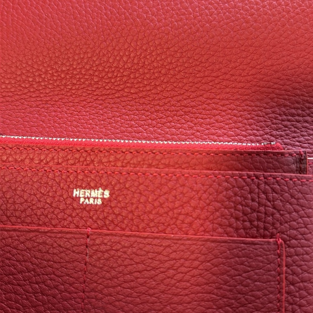 New Hermes Paris Dogon Red Genuine Leather Wallet/Clutch - Picture 7 of 14